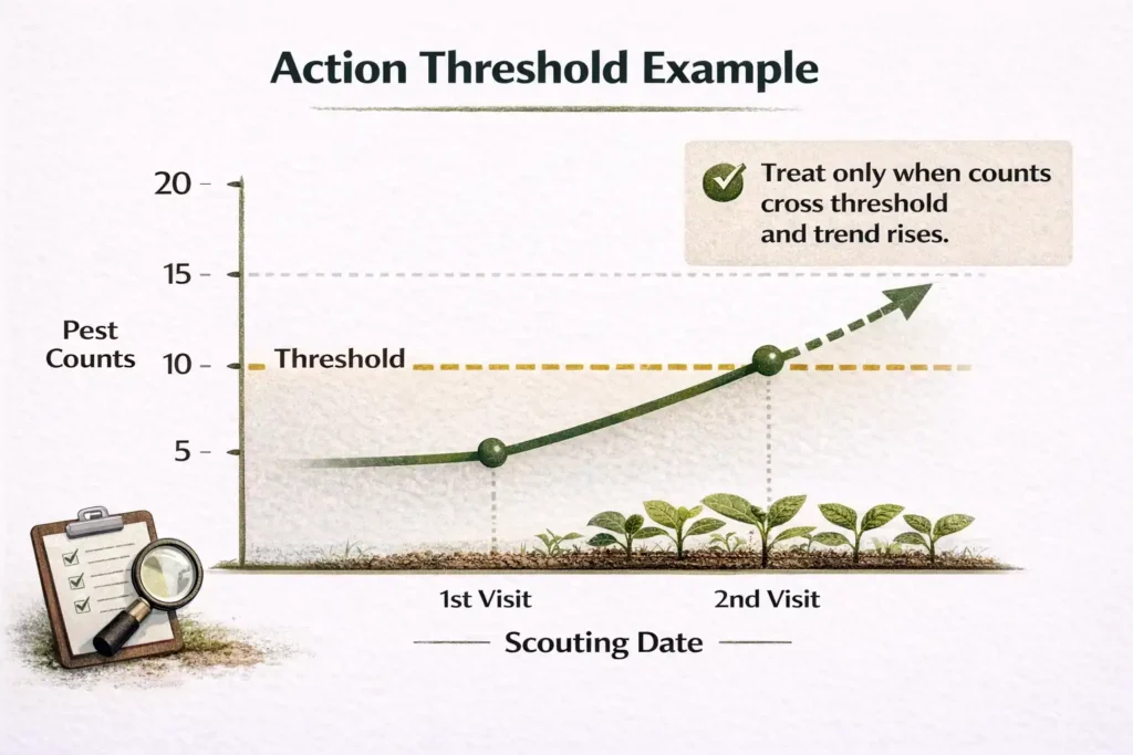 simple threshold chart linking scouting counts to action