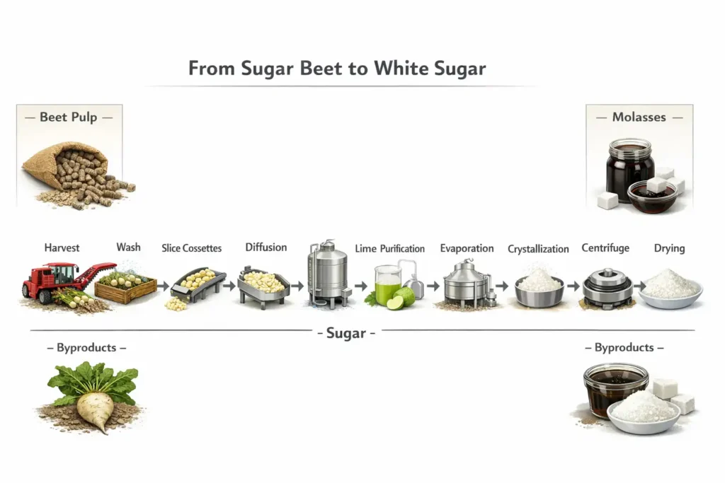 diagram of beet sugar process steps