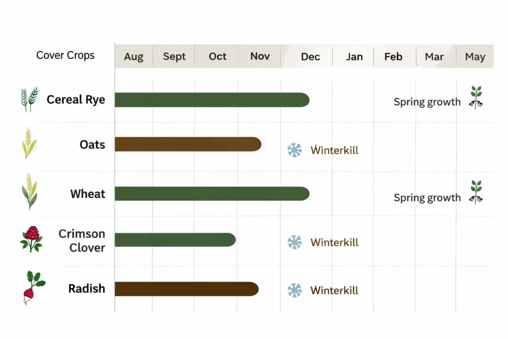 simple planting timing chart for common cover crops
