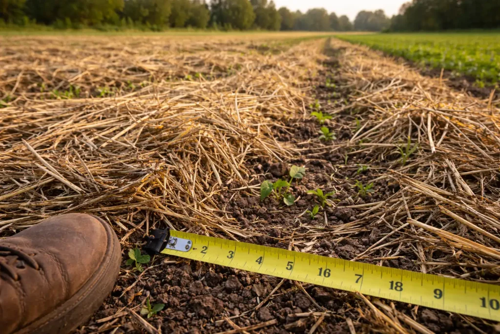 thick residue mat shading soil in spring field