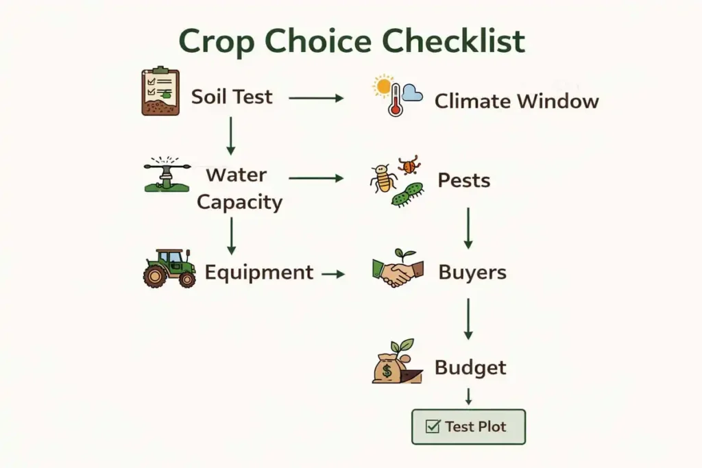 crop selection flowchart from soil to market
