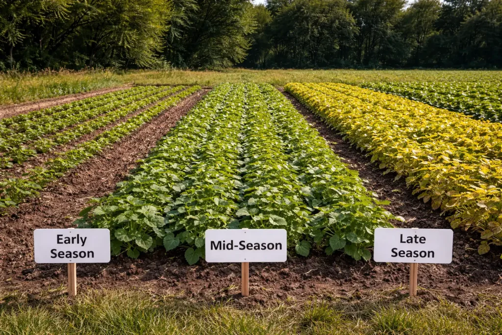 early mid and late season crop canopy stages