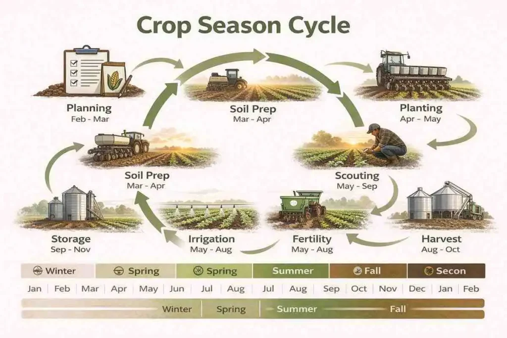 crop season steps from planning to storage