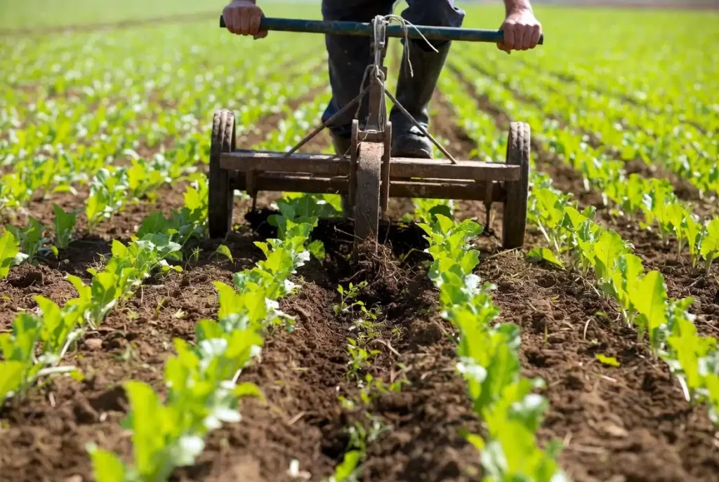 wheel hoe cultivation keeping rows clean