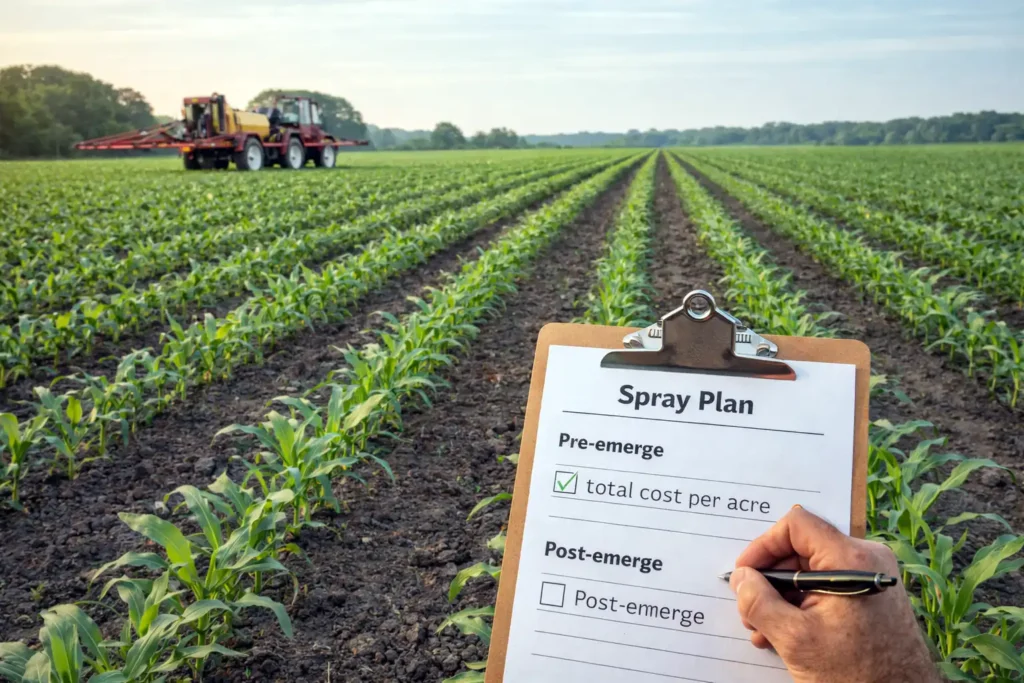young crop rows with clean soil surface