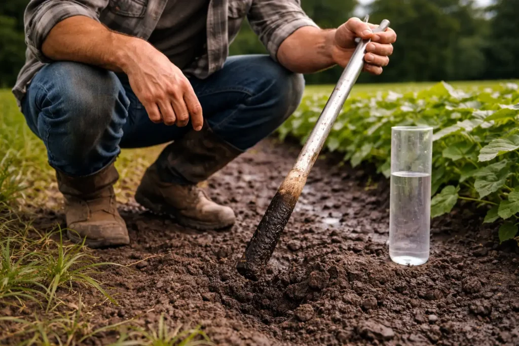 checking soil wetting depth after rainfall