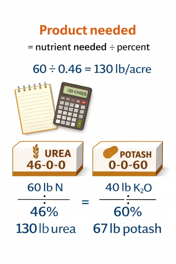 simple fertilizer rate calculation example for growers