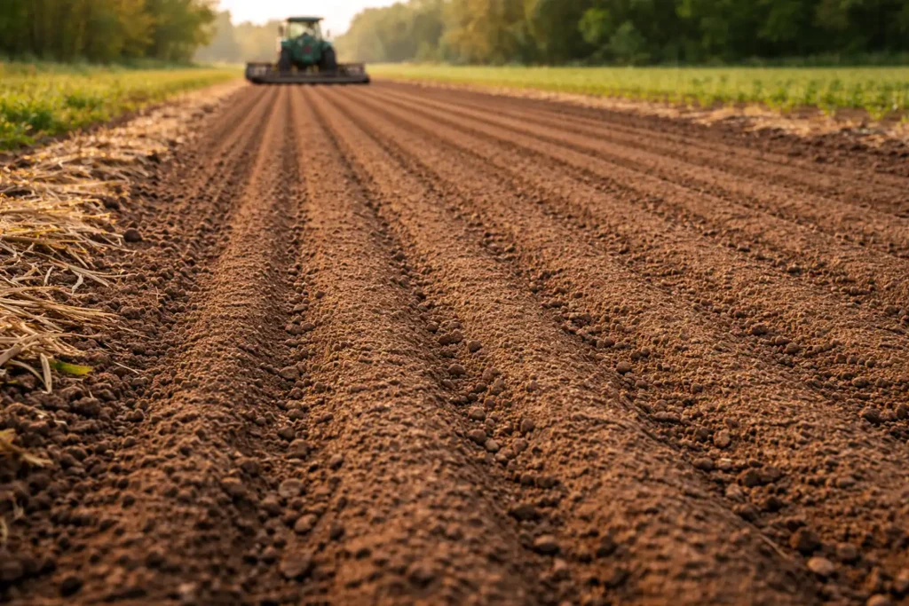 prepared seedbed with fine tilth on top and firm base