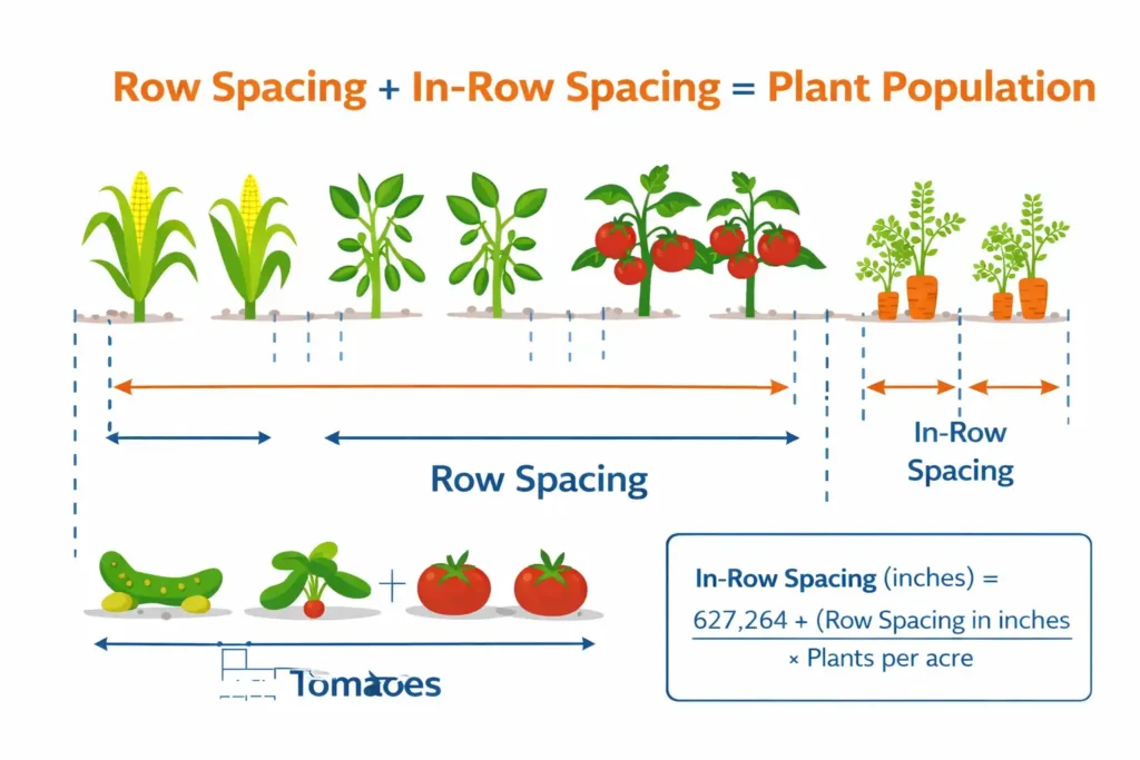 simple diagram of row spacing and plant spacing math