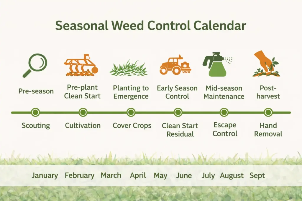 seasonal schedule showing clean start residual and escape control