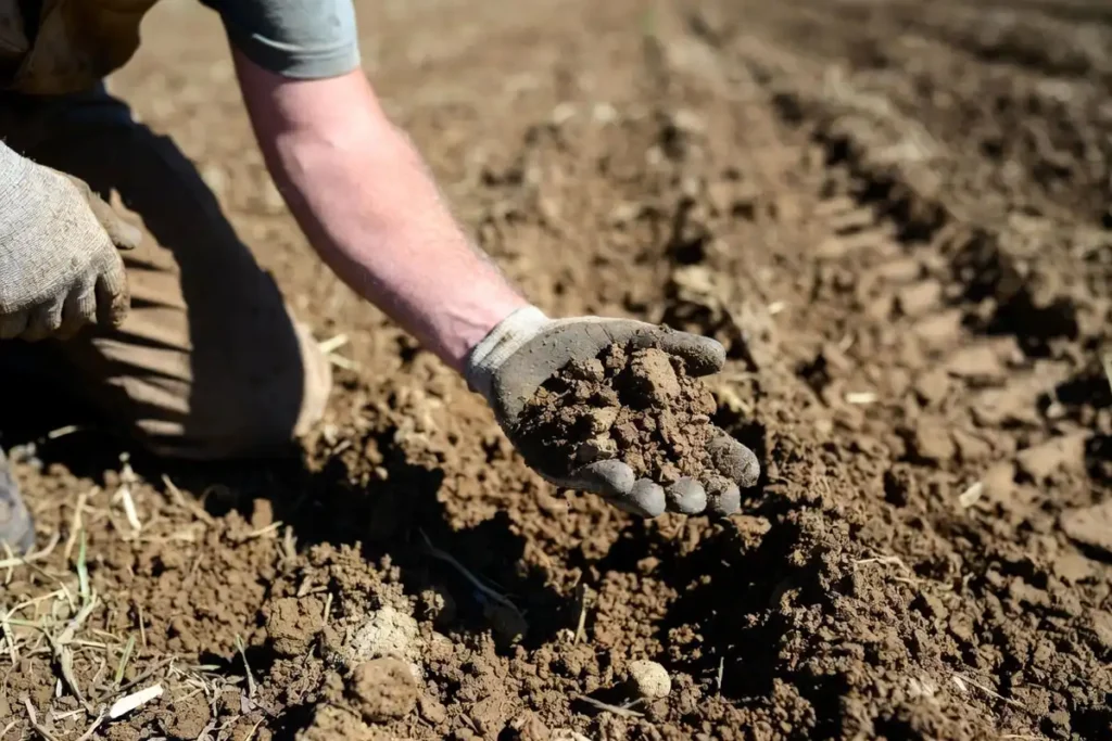 hand showing soil crumbles not smears