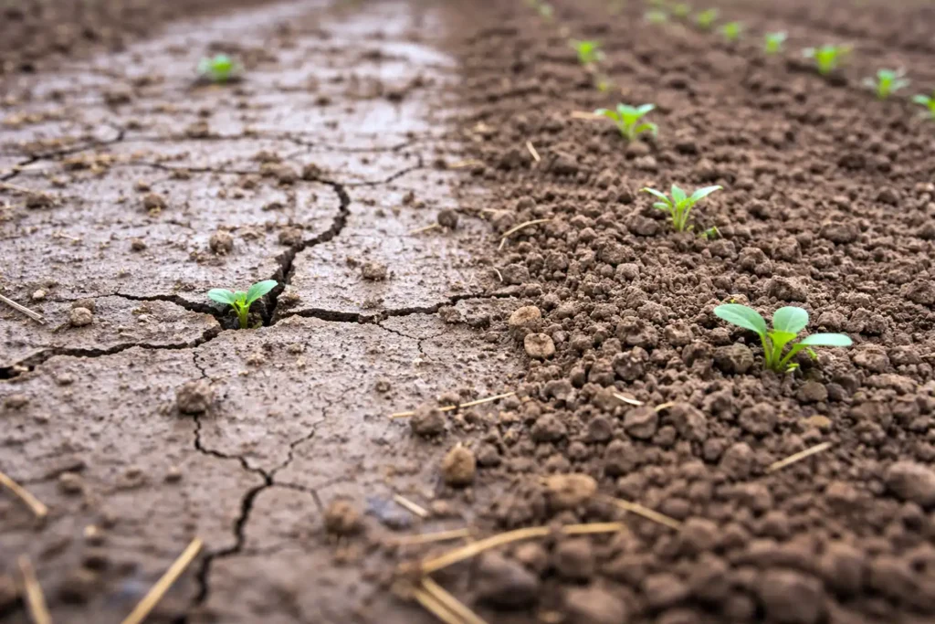 soil crust preventing seedling emergence after heavy rain