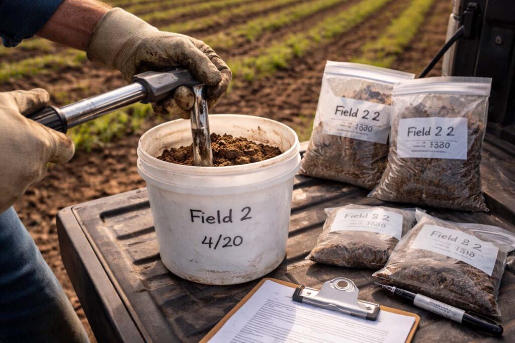 collecting soil cores for lab testing