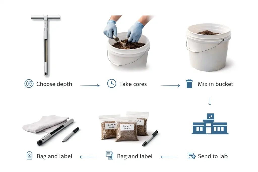 simple workflow for collecting and labeling a soil sample