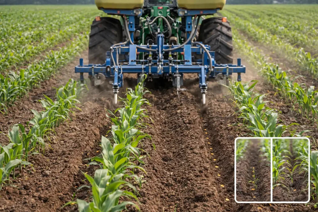 sidedress fertilizer applied in crop rows