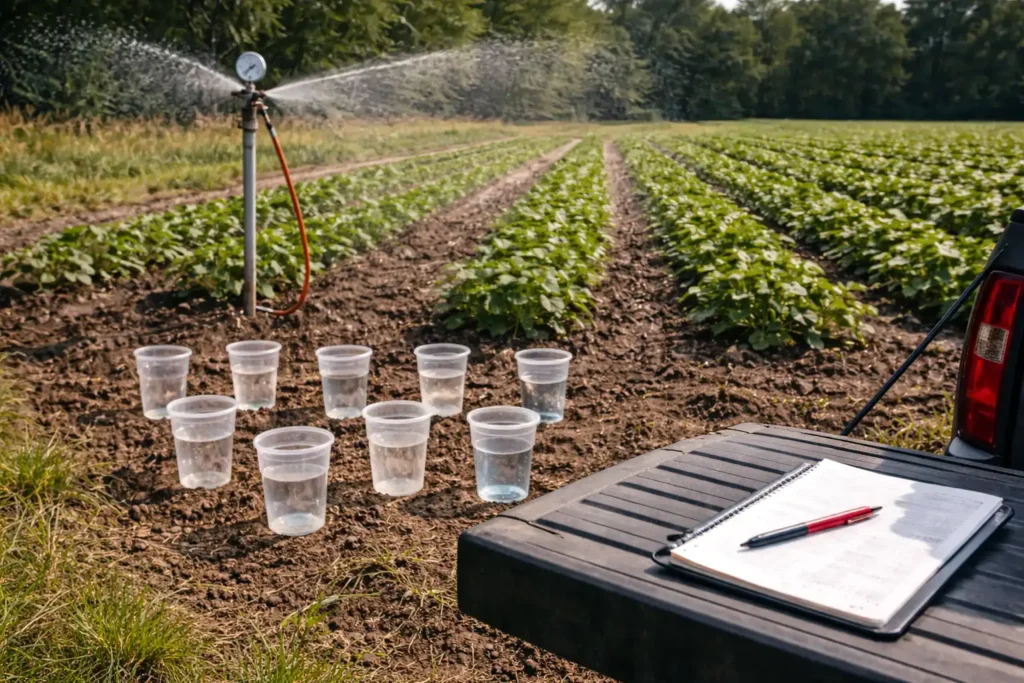 catch cup test for sprinkler uniformity