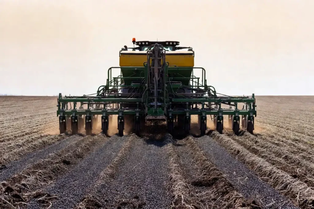 precision planter setting sugar beet seed into a firm seedbed