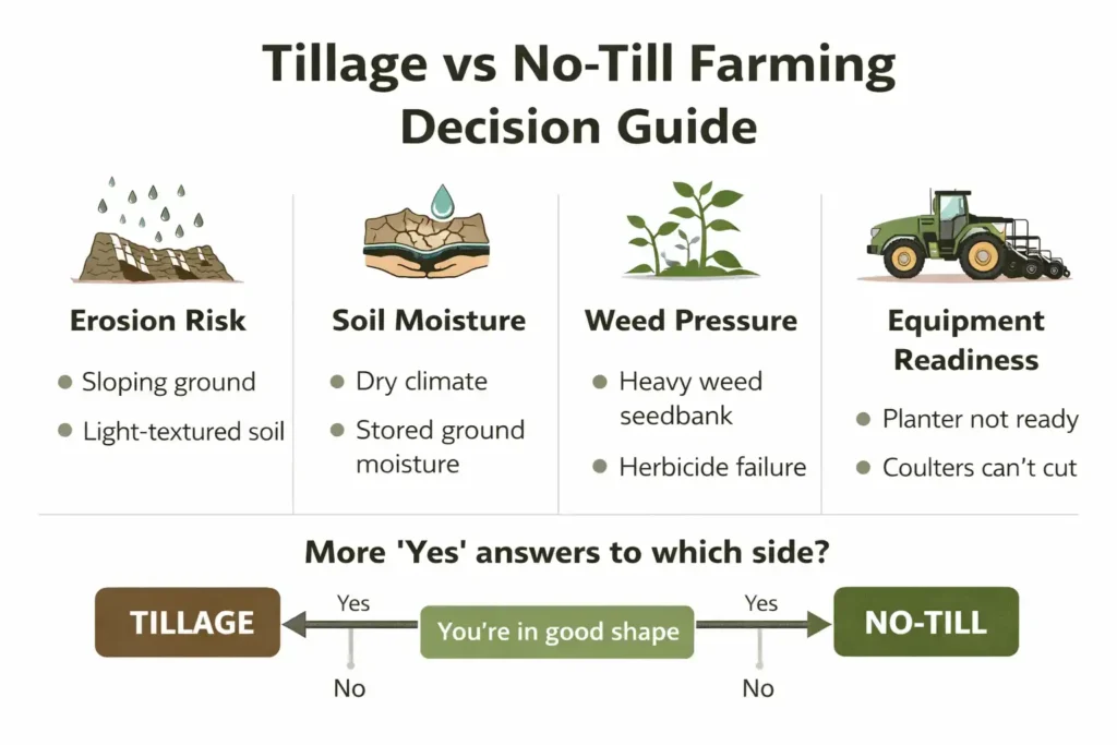simple decision chart for choosing tillage or no till