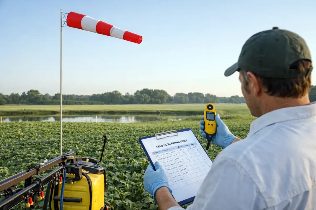 windsock showing steady light breeze near field edge