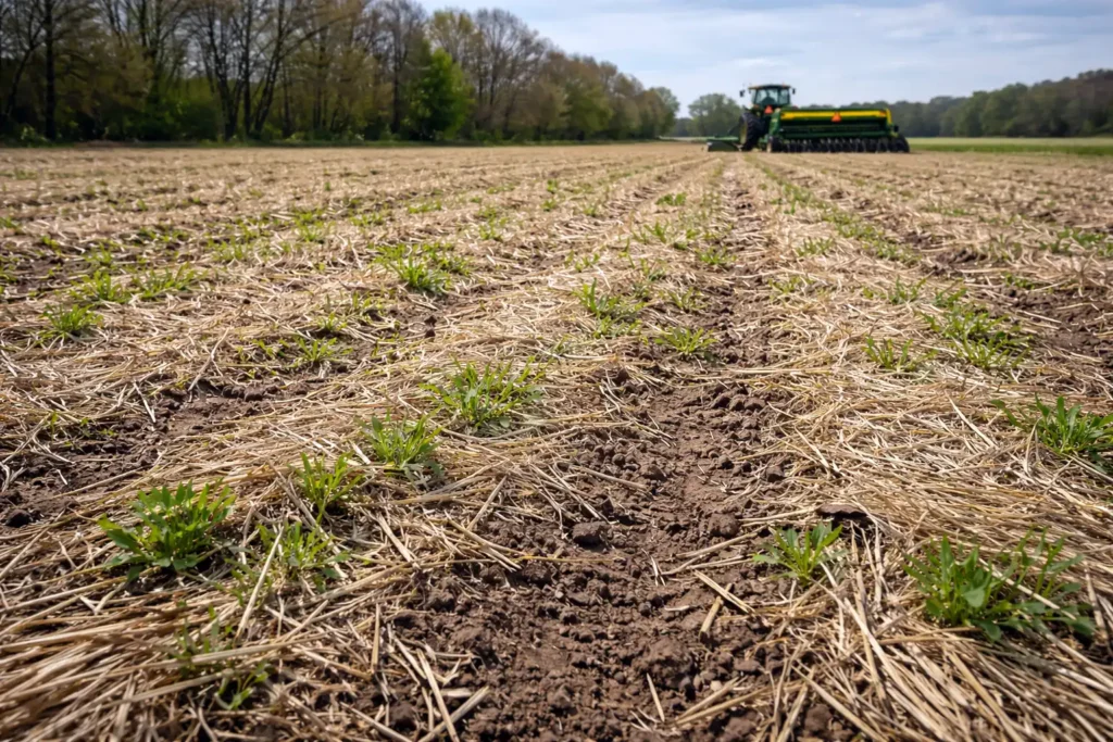 brown winterkilled oats residue before spring planting