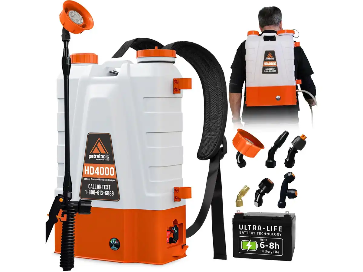PetraTools HD4000 4 Gallon Battery Powered Backpack Sprayer