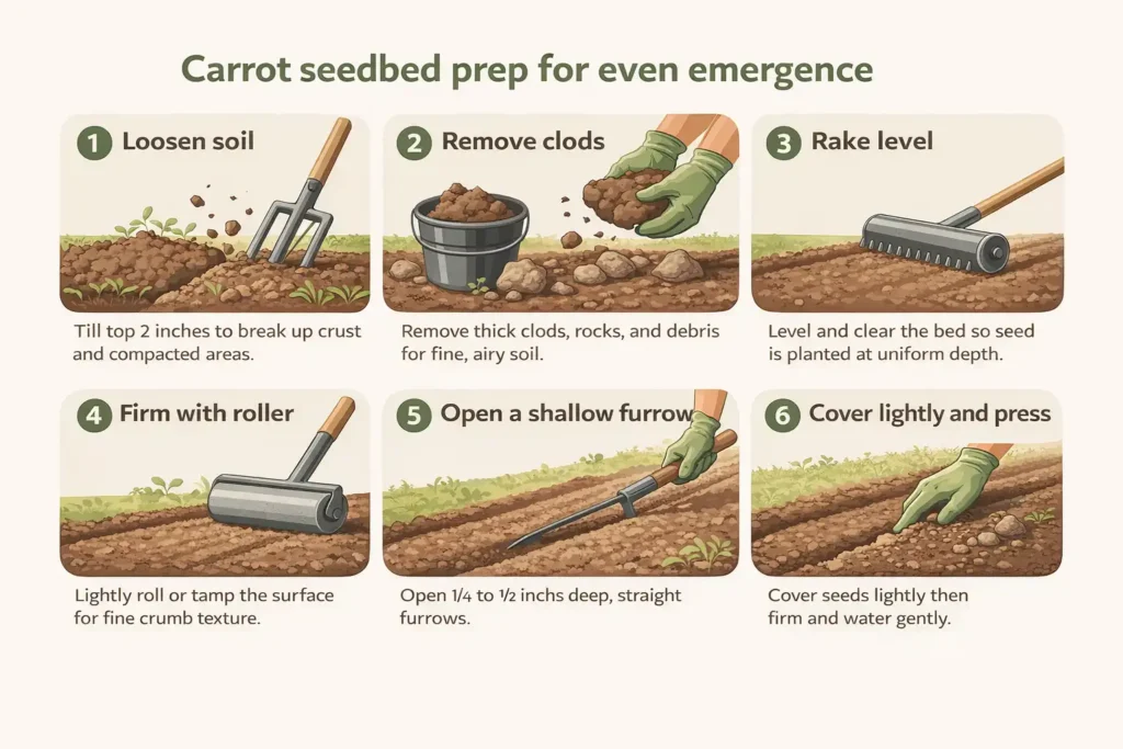 carrot seedbed prep checklist infographic