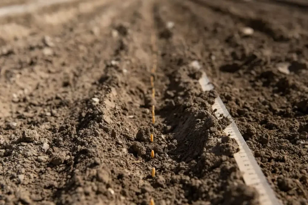 carrot seeds in a fine firm seedbed