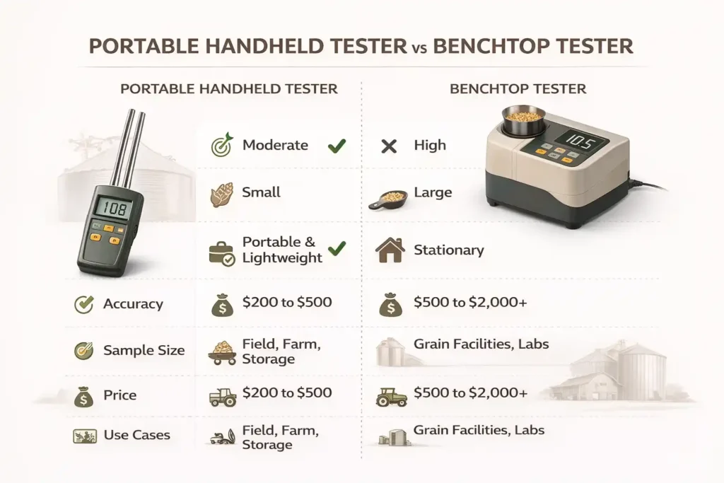 comparison of handheld and benchtop grain testers