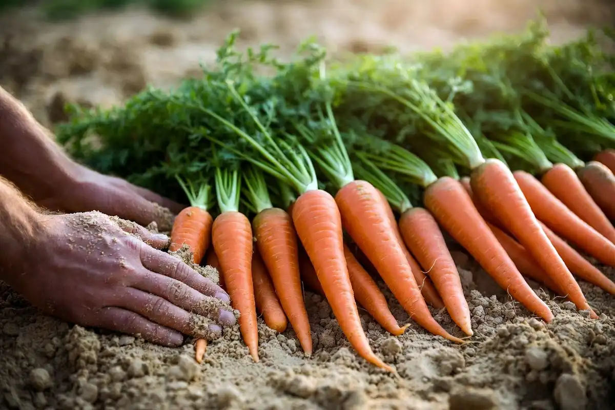 straight carrots on loose sandy loam
