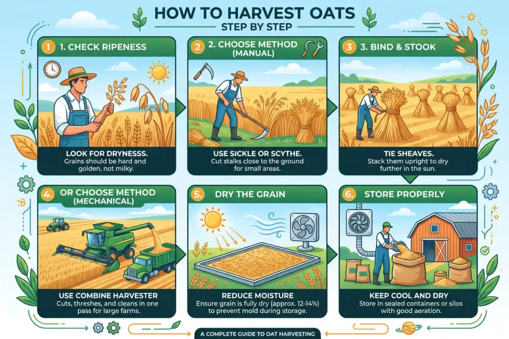 Guidelines on Infographic about How to Harvest Oats Step by Step
