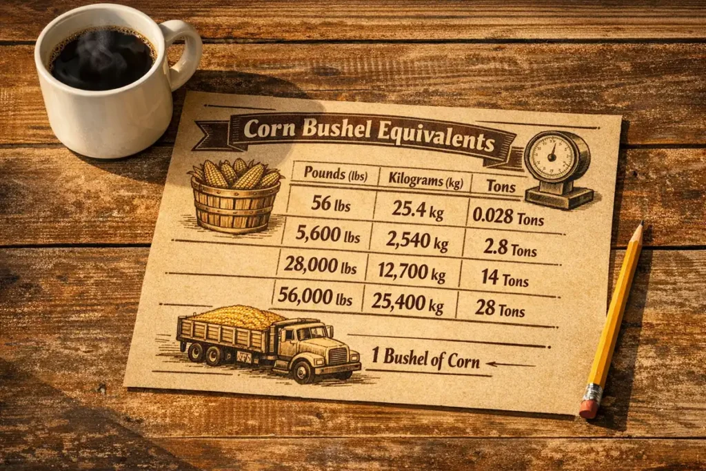 Corn bushel to pounds and tons conversion guide