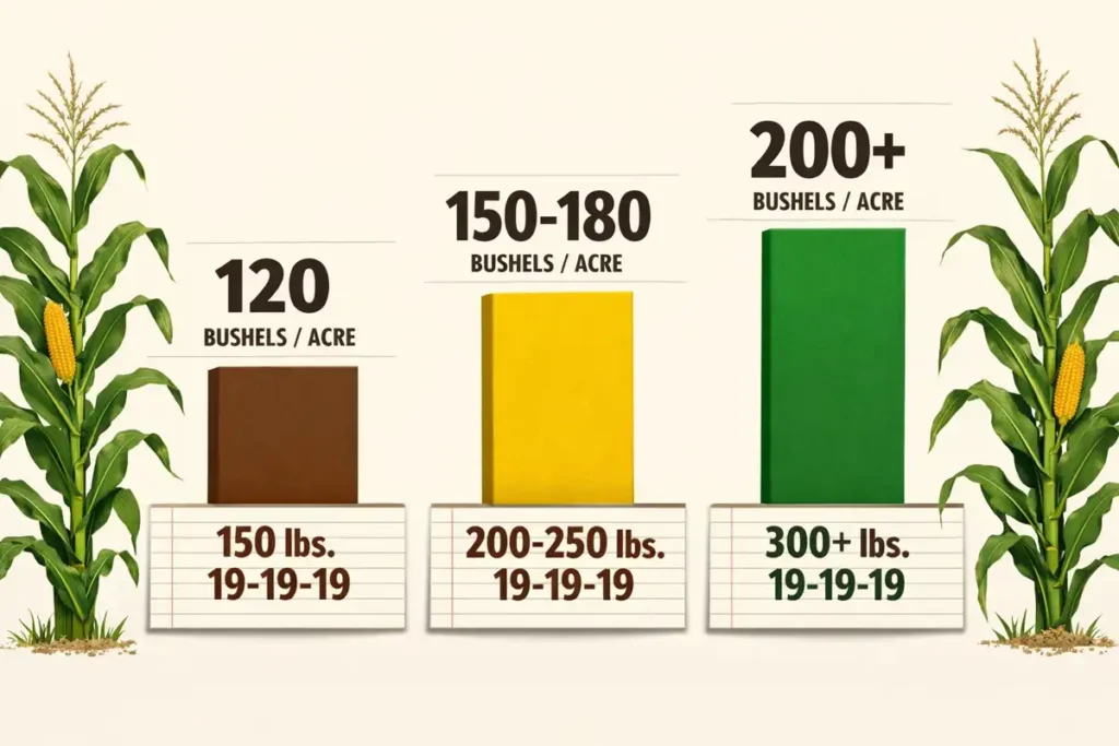 Infographic of 19-19-19 rates by corn yield goal