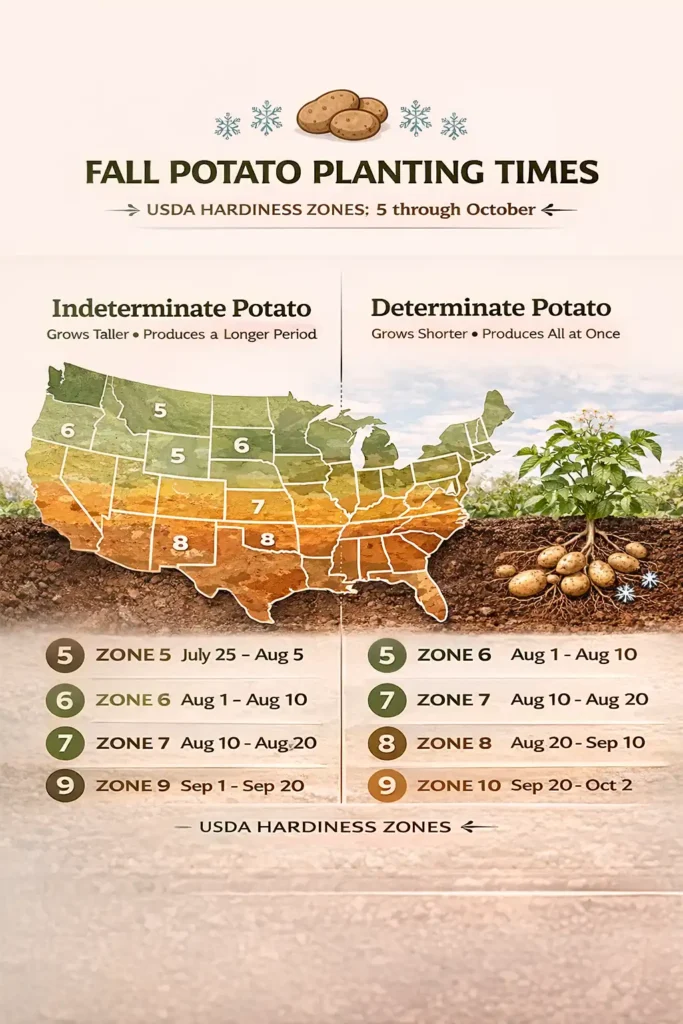 USDA zone chart for fall potato planting dates