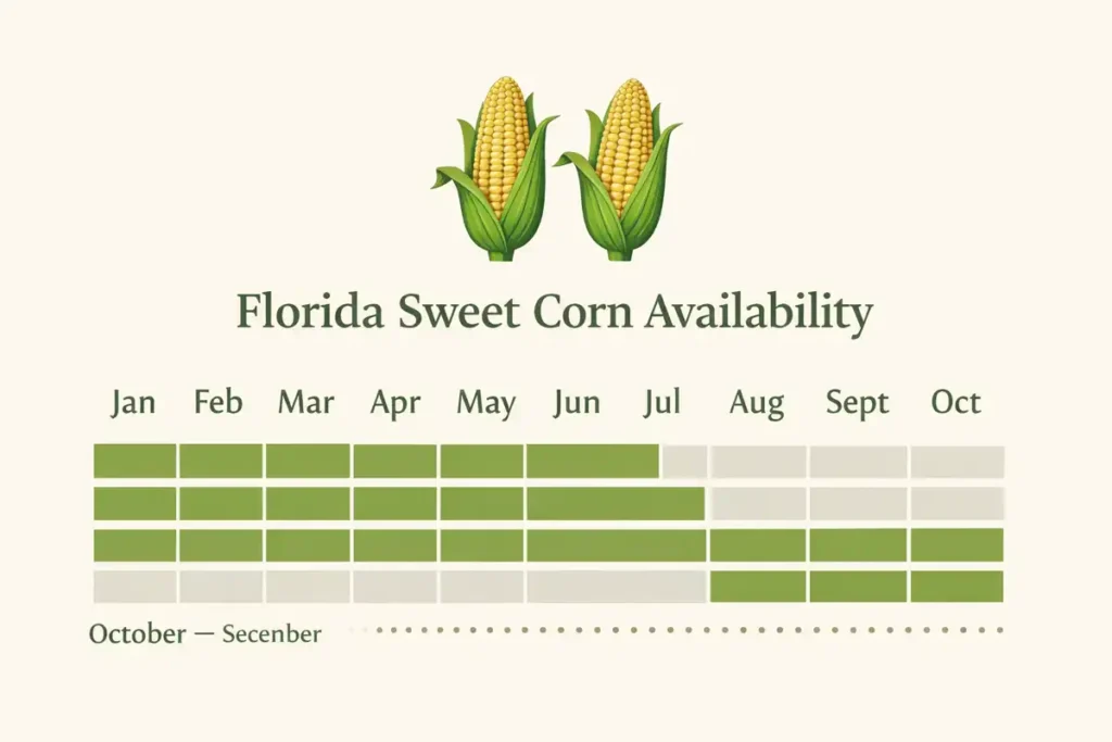 Month-by-month Florida sweet corn harvest calendar chart