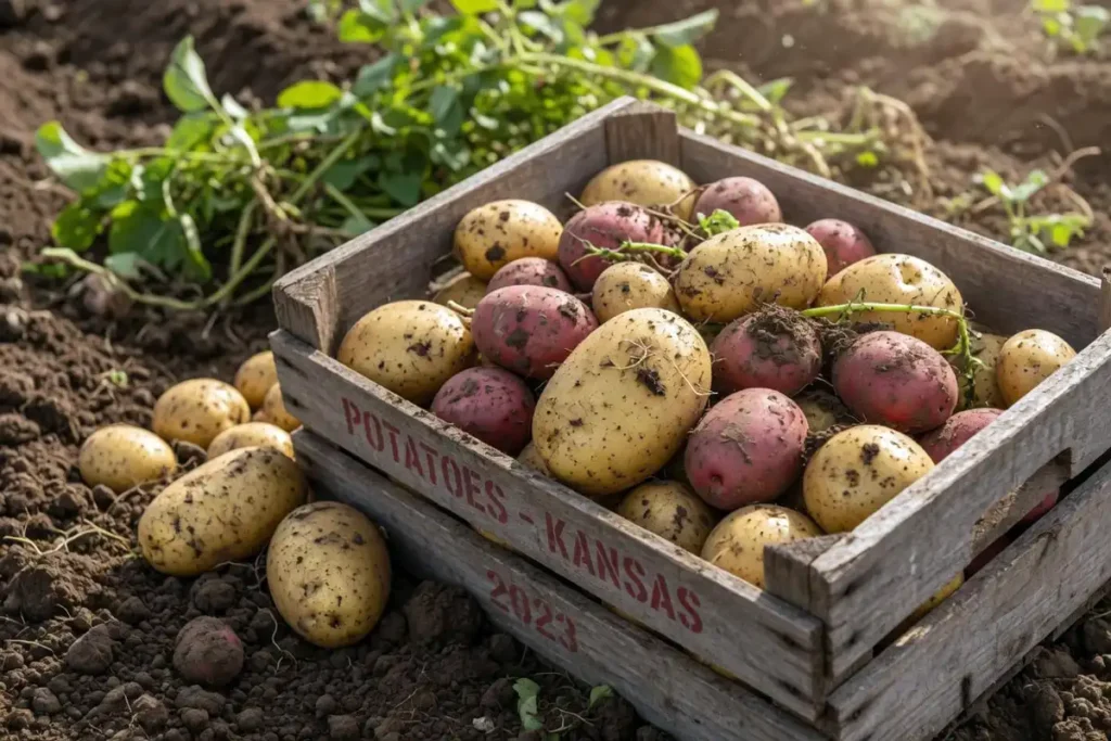 Freshly harvested Yukon Gold and Red Pontiac fall potatoes