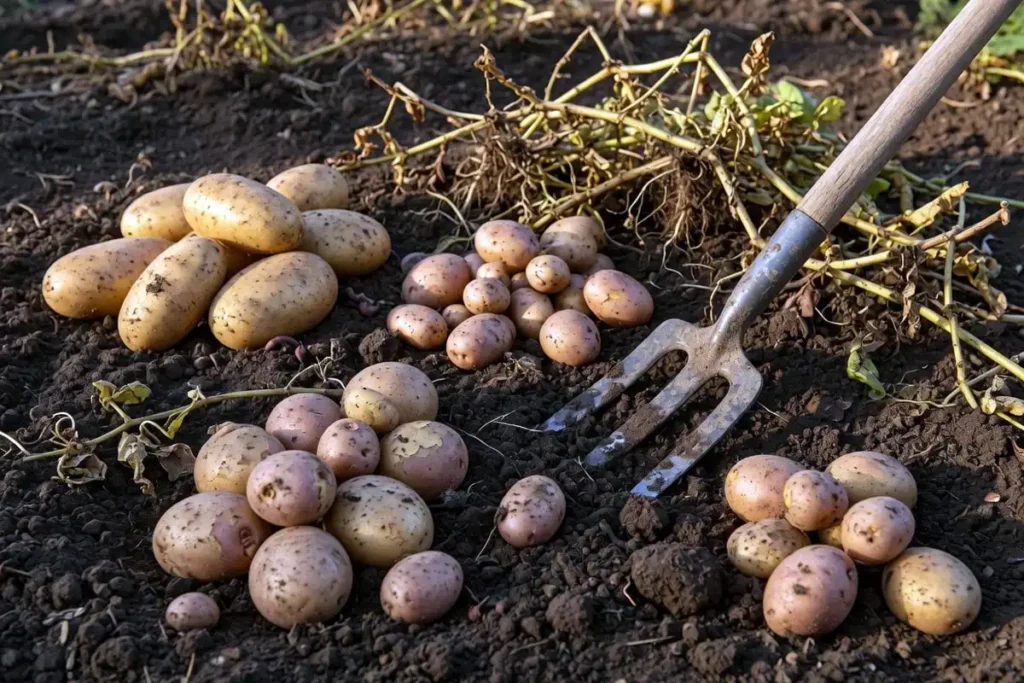 Freshly dug potatoes from a North Carolina garden