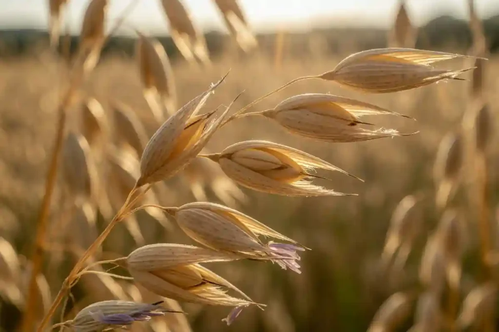 mature oat heads ready for harvest