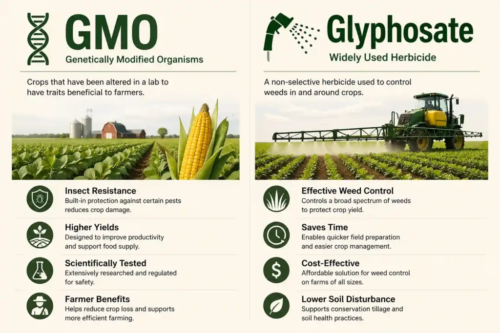 Infographic showing GMO and glyphosate as separate concerns
