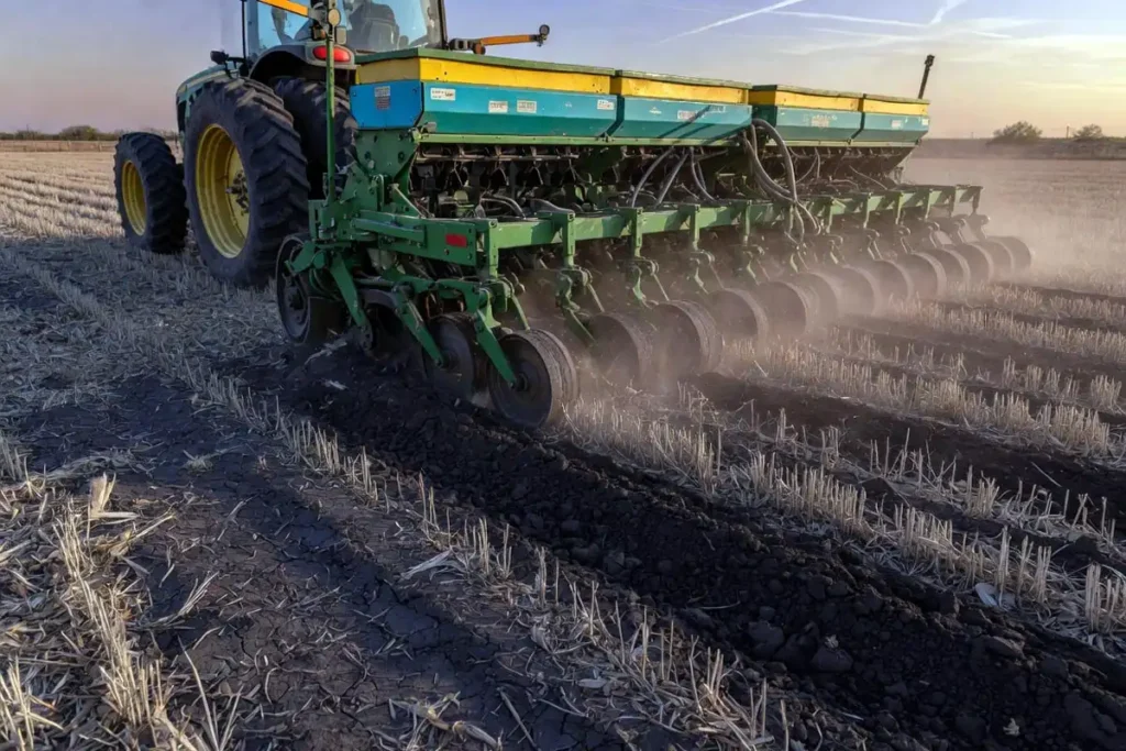 No till grain drill planting winter wheat seed