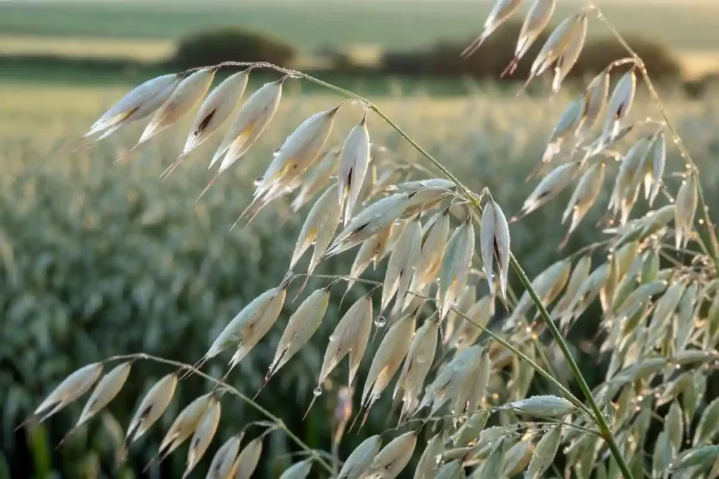 Ripening oat panicles on cool-season farm