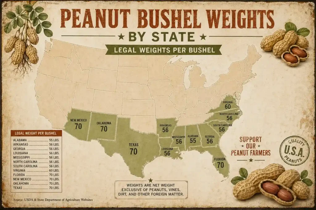 State-by-state peanut bushel weight chart