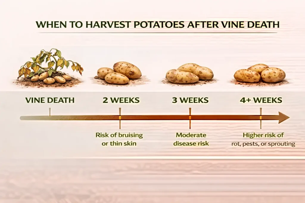 Potato harvest timeline after vine dieback