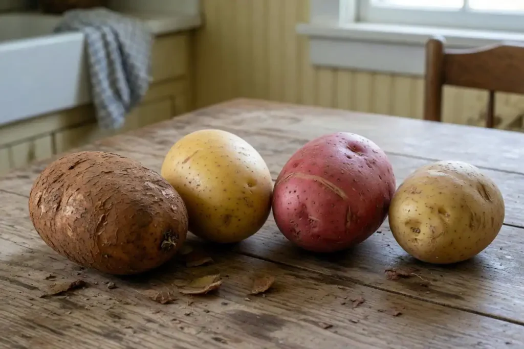 Russet, Yukon Gold, Red Pontiac, and Kennebec potato varieties