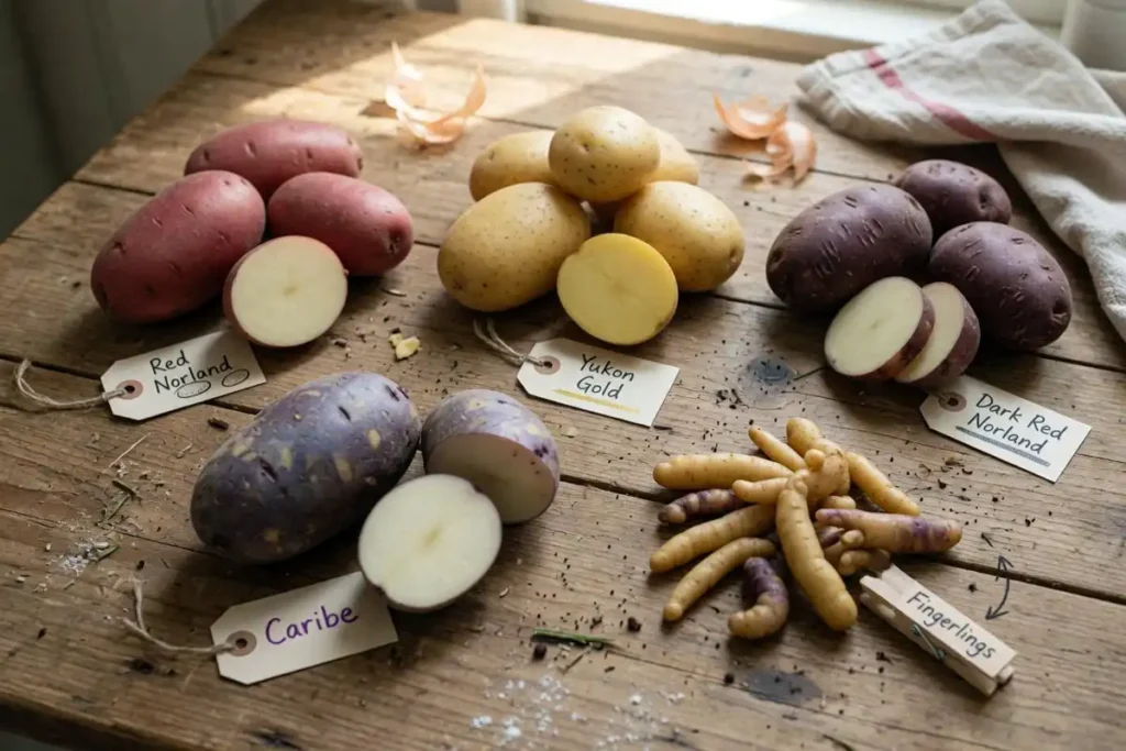 Different potato varieties suitable for partial shade growing
