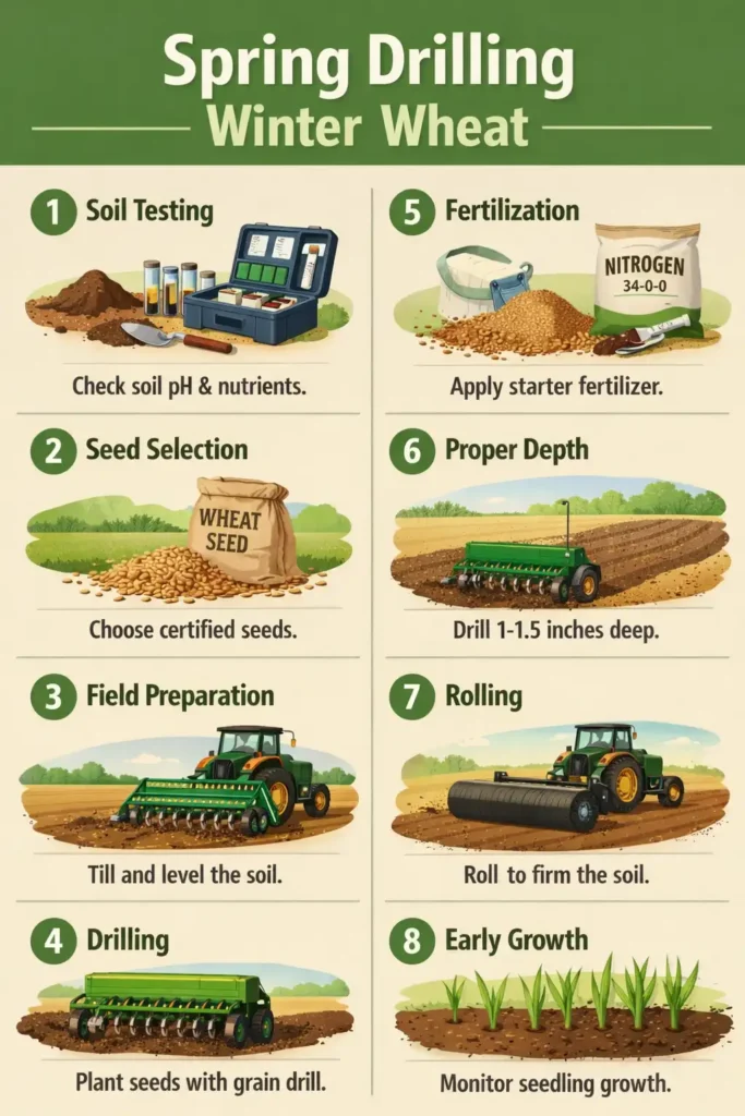 Step by step guide for drilling winter wheat in spring