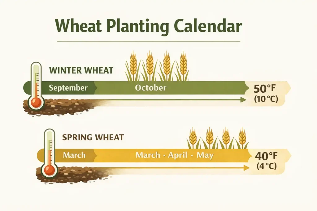 Winter and spring wheat planting timeline chart