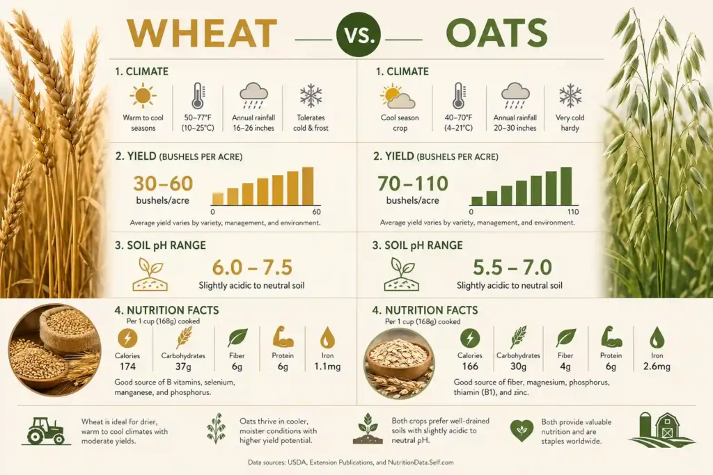 Wheat versus oats farming comparison chart