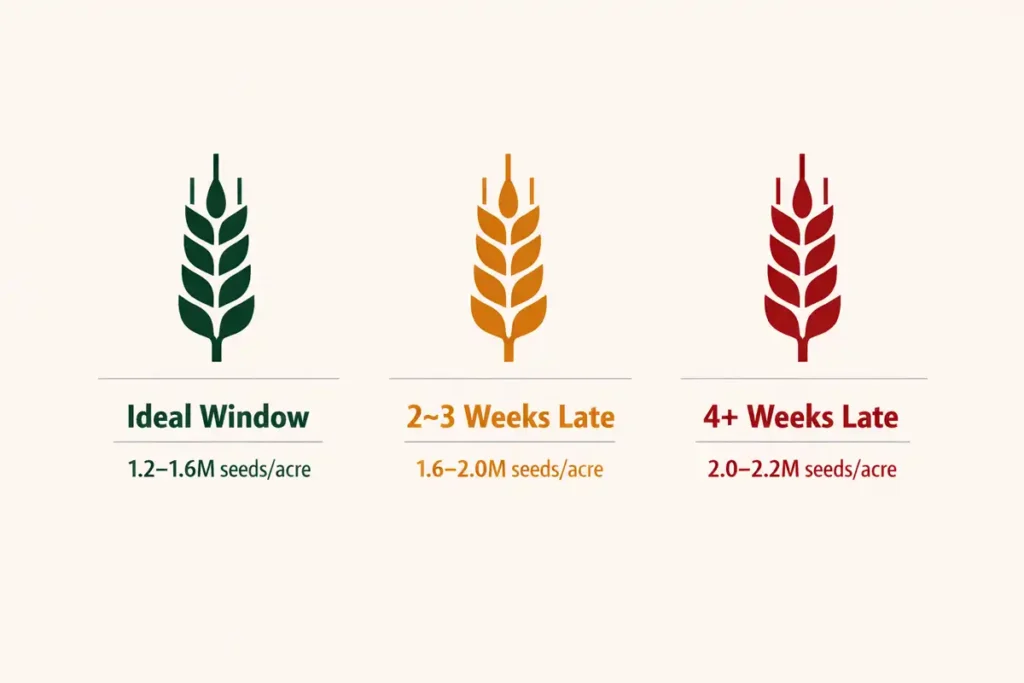 Seeding rate chart for late planted winter wheat