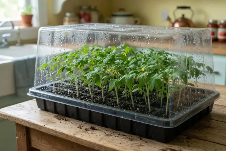 Best seed starting kit with green seedlings sprouting under dome