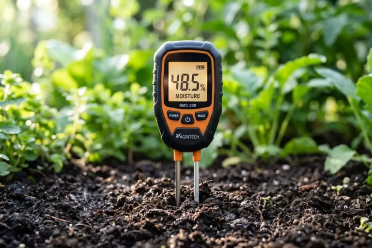 Digital Soil Moisture Meter Testing Garden Soil